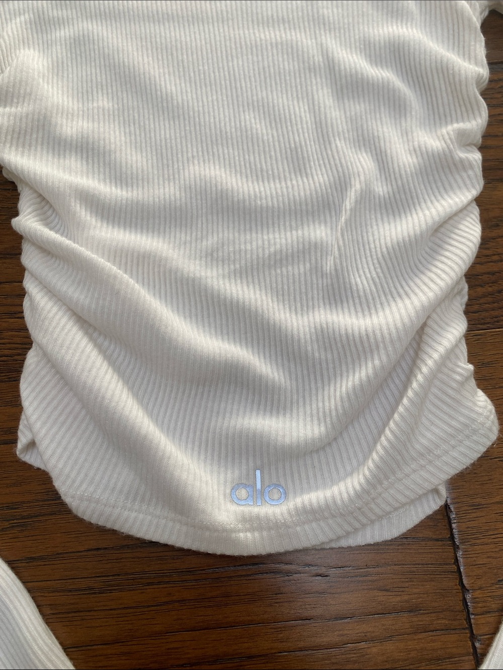 ALO Yoga Gather White Ribbed Long Sleeve Crew Top - Picture 8 of 11